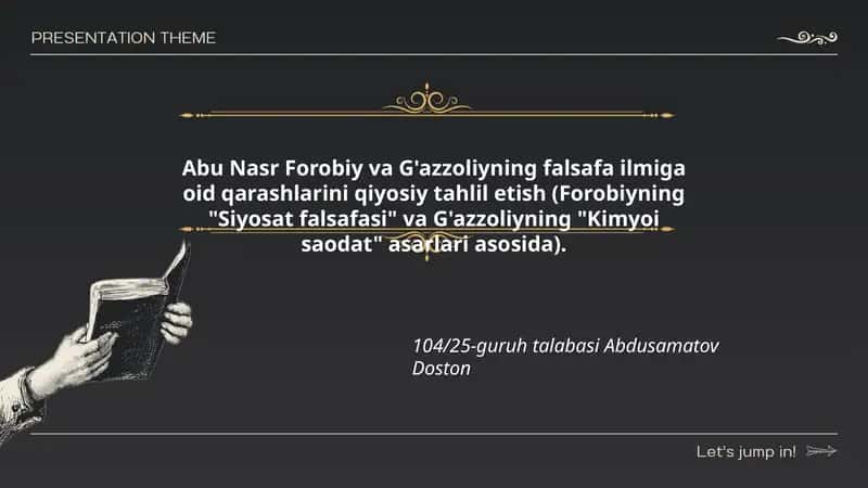 Abu Nasr Forobiy va G'azzoliyning falsafa ilmiga oid qarashlarini qiyosiy tahlil etish