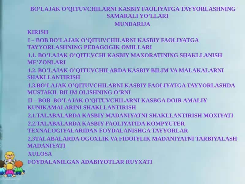 BO’lajako’qituvchilarnikasbiyfaoliyatgatayyorlashningsamaraliyo’llari