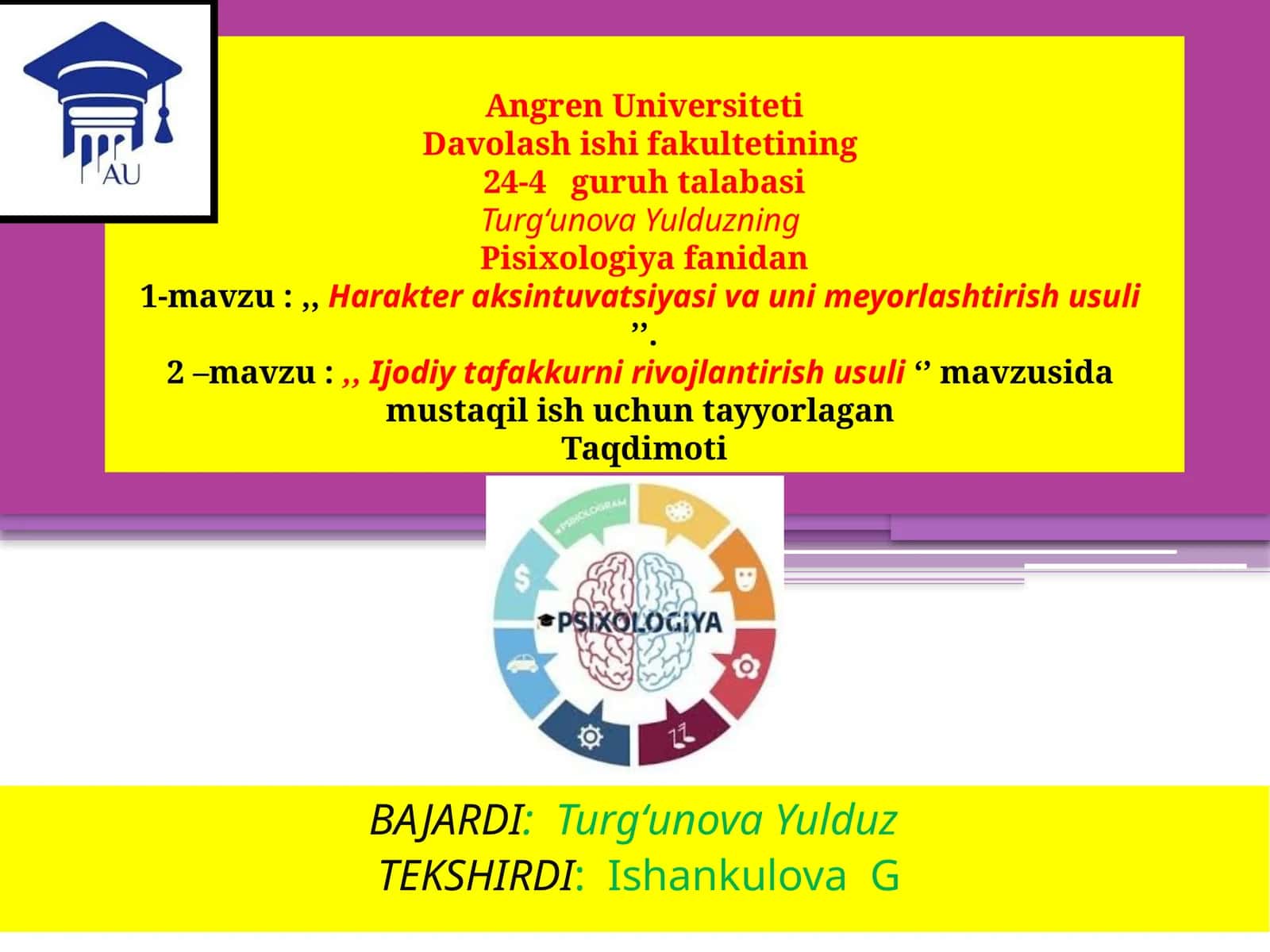 Harakteraksintuvatsiya va ijodiy tafakkur