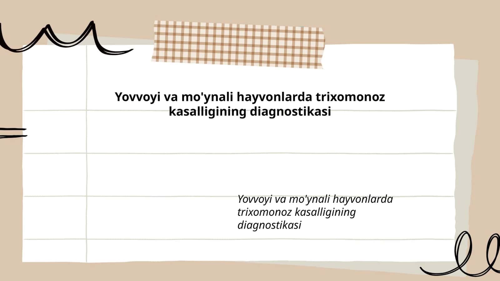 Yovvoyi va mo'ynali hayvonlarda trixomonoz kasalligining diagnostikasi