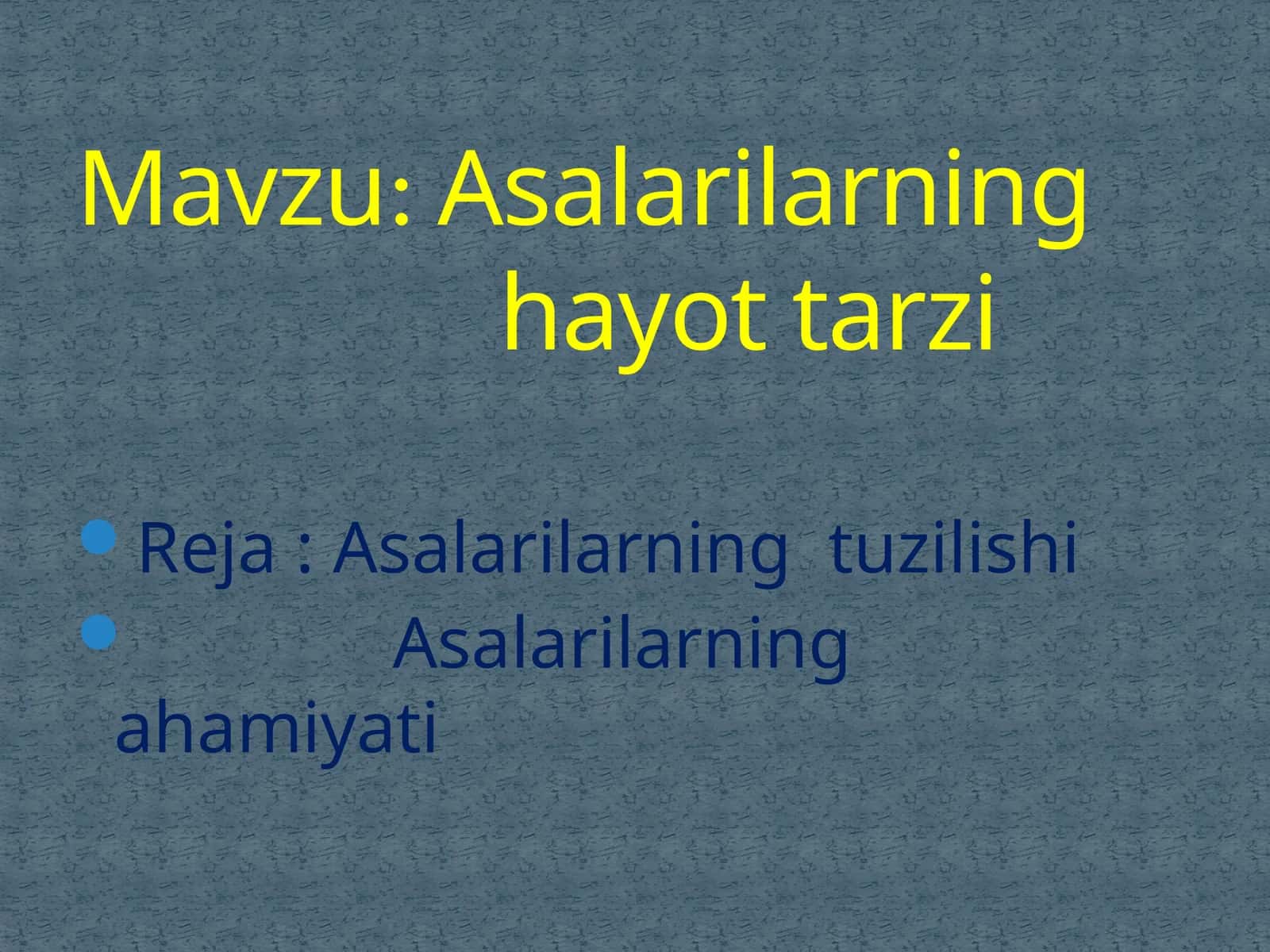 Asalarilarning hayot tarzi