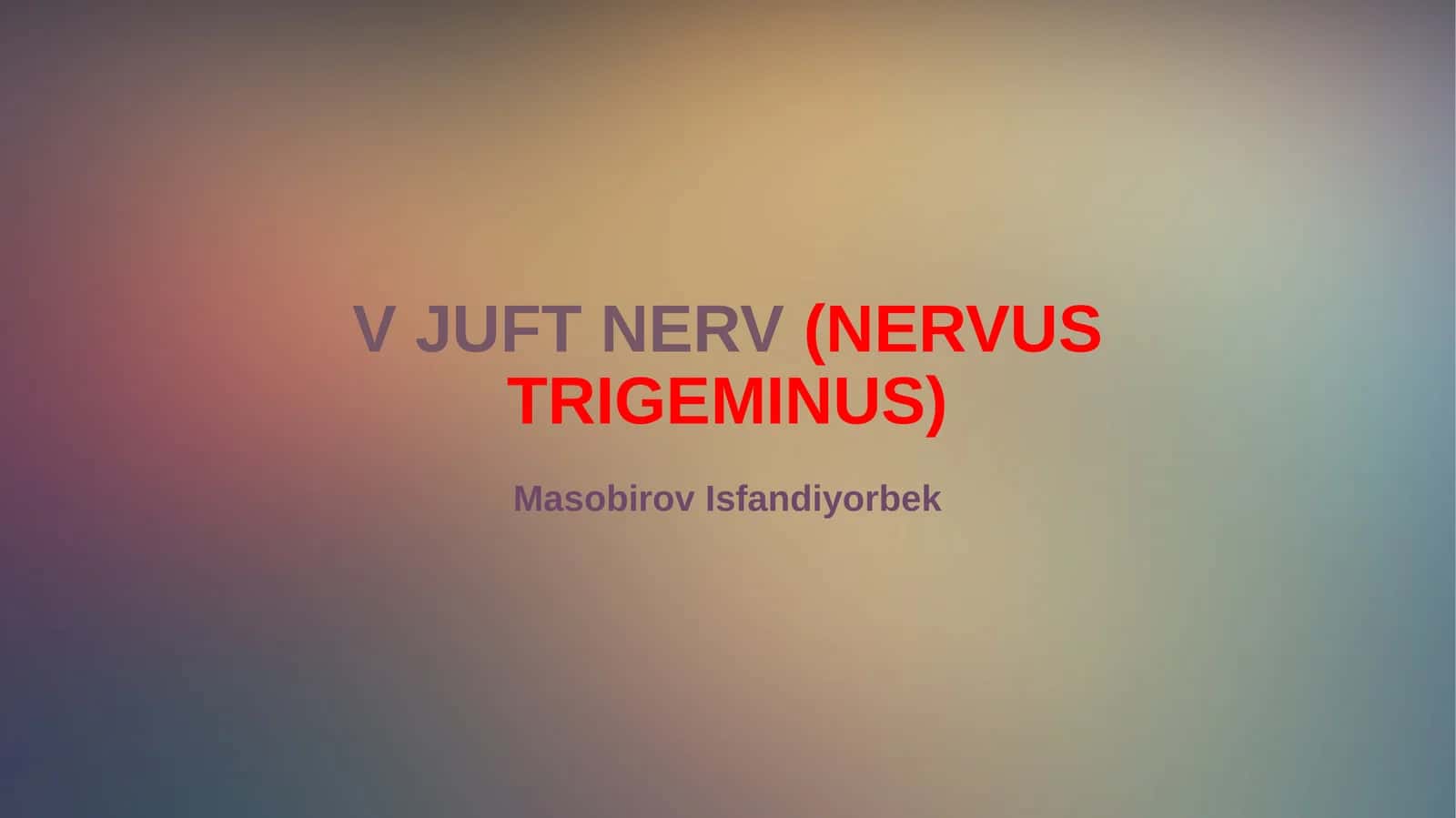 V JUFT NERV(NERVUS TRIGEMINUS)