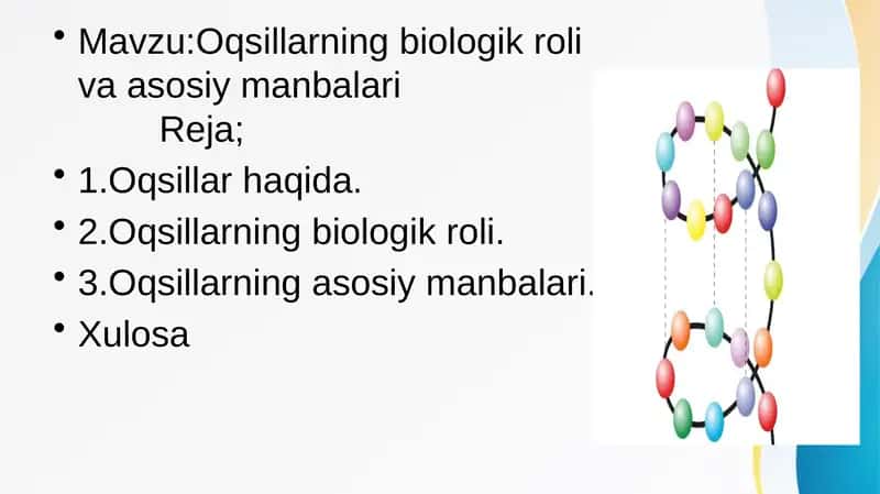 Oqsillarning biologik roli va asosiy manbalari