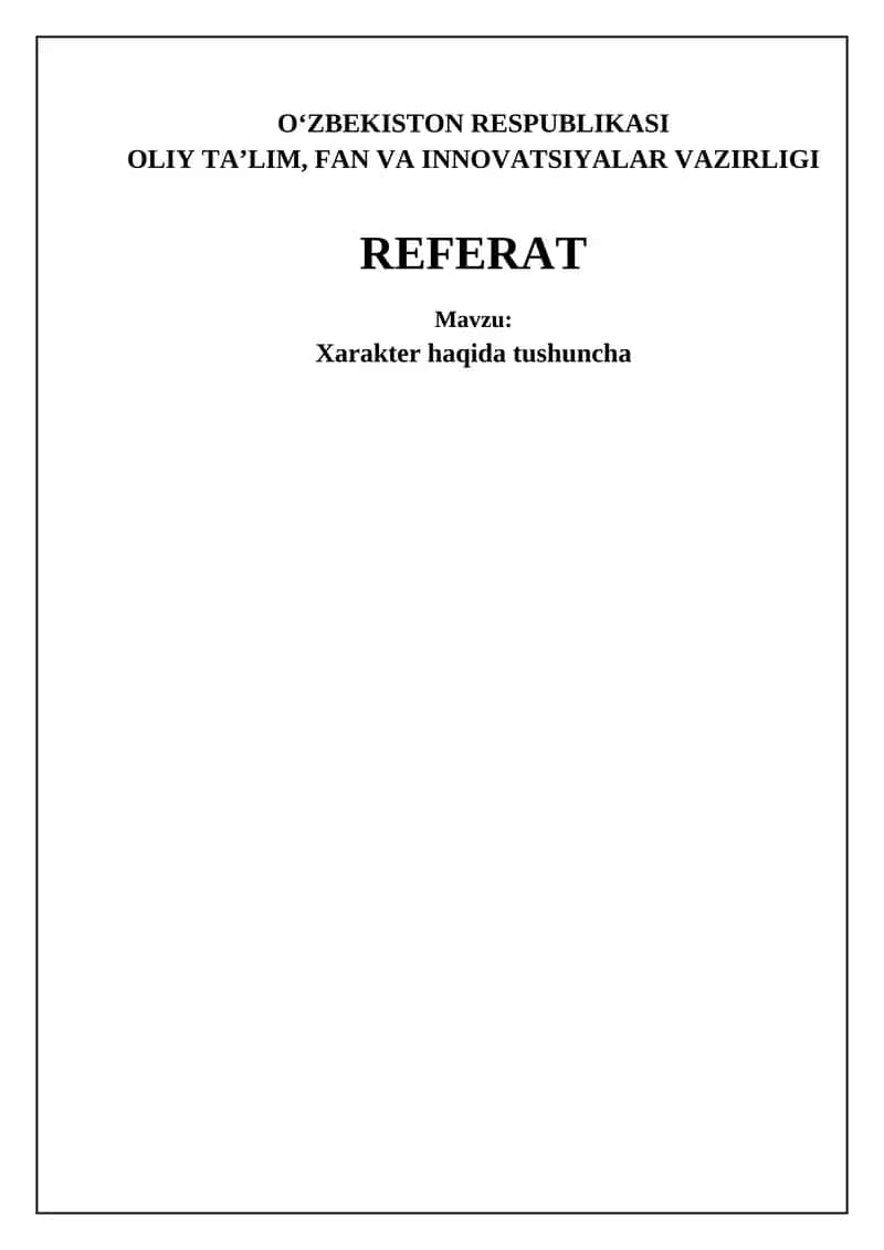 Xarakter haqida tushuncha