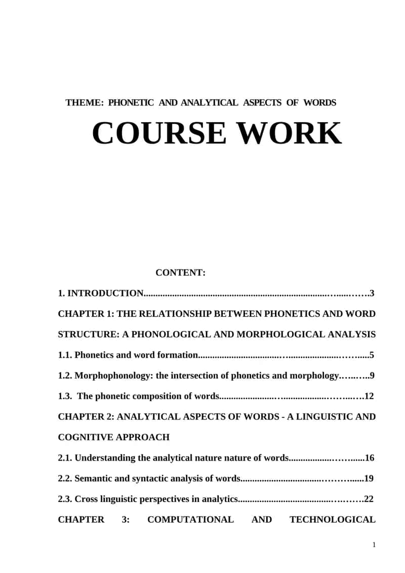 PHONETIC AND ANALYTICAL ASPECTS OF WORDS