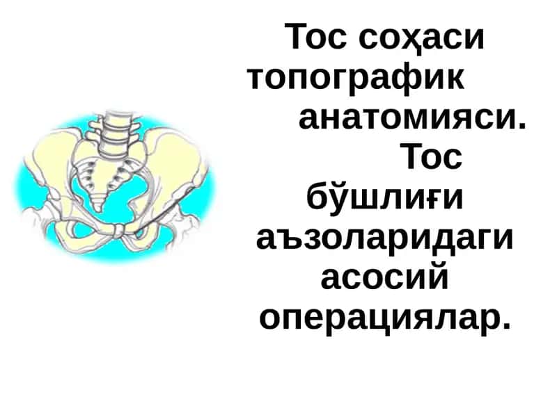 Тос соҳаси топографик  анатомияси. Тос бўшлиғи аъзоларидаги асосий операциялар.