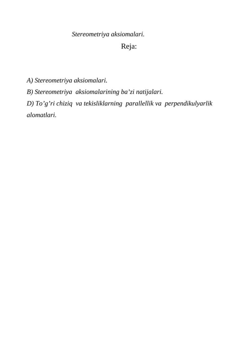 Stereometriya aksiomalari