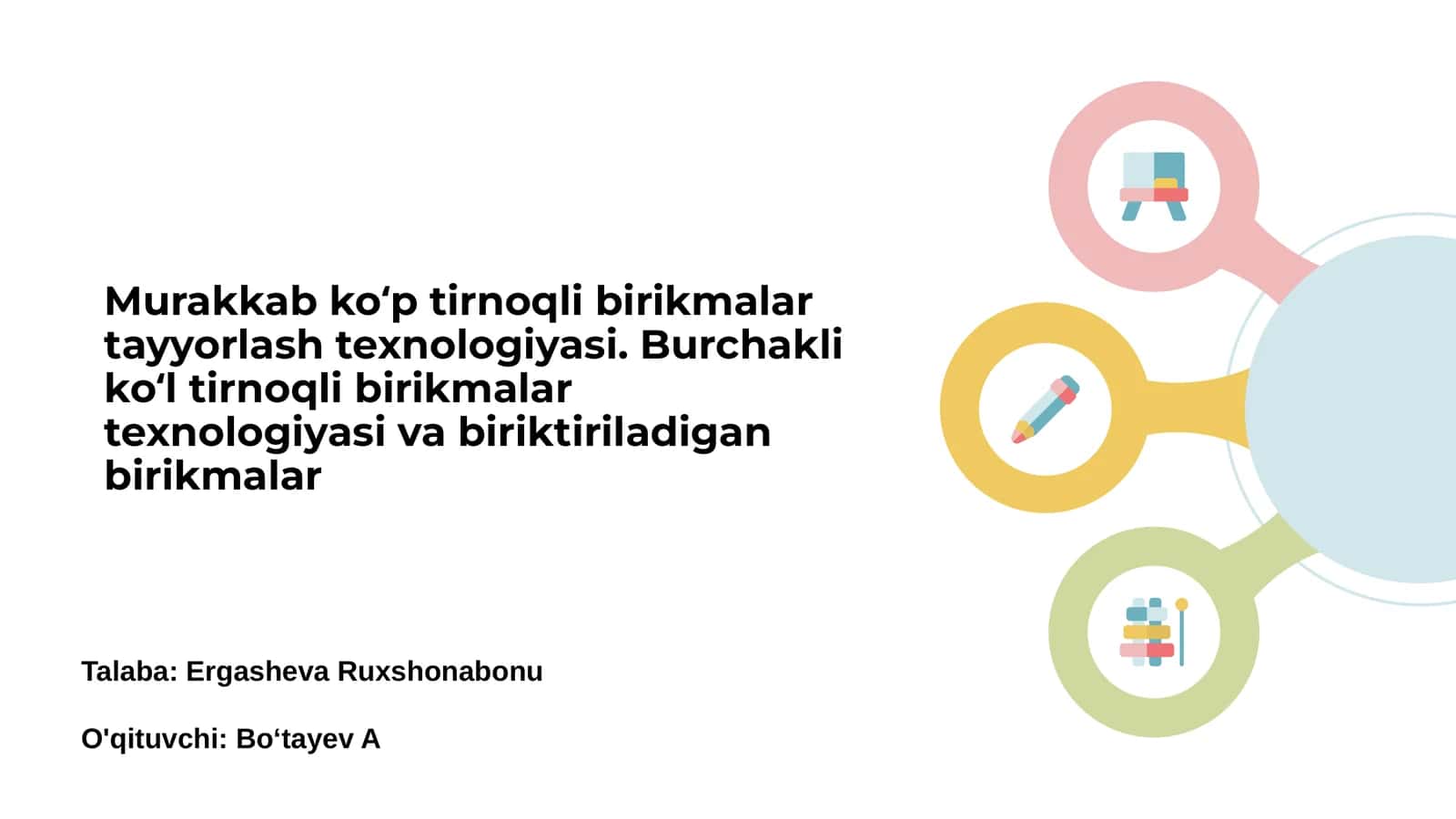 Murakkab ko‘p tirnoqli birikmalar tayyorlash texnologiyasi