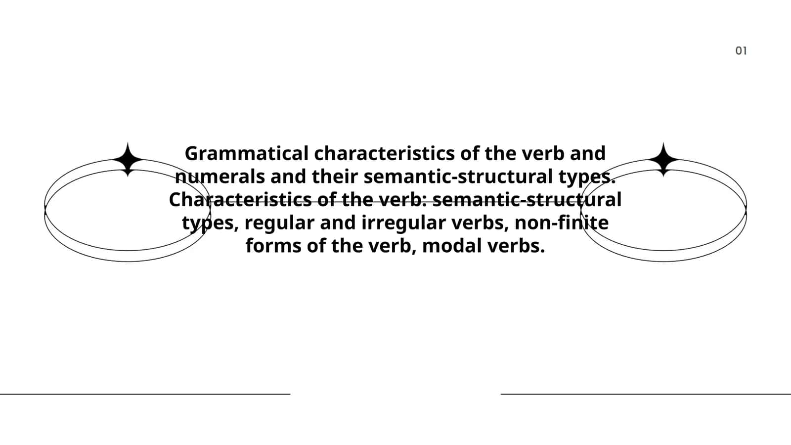 Grammatical characteristics of the verb and numerals and their semantic-structural types