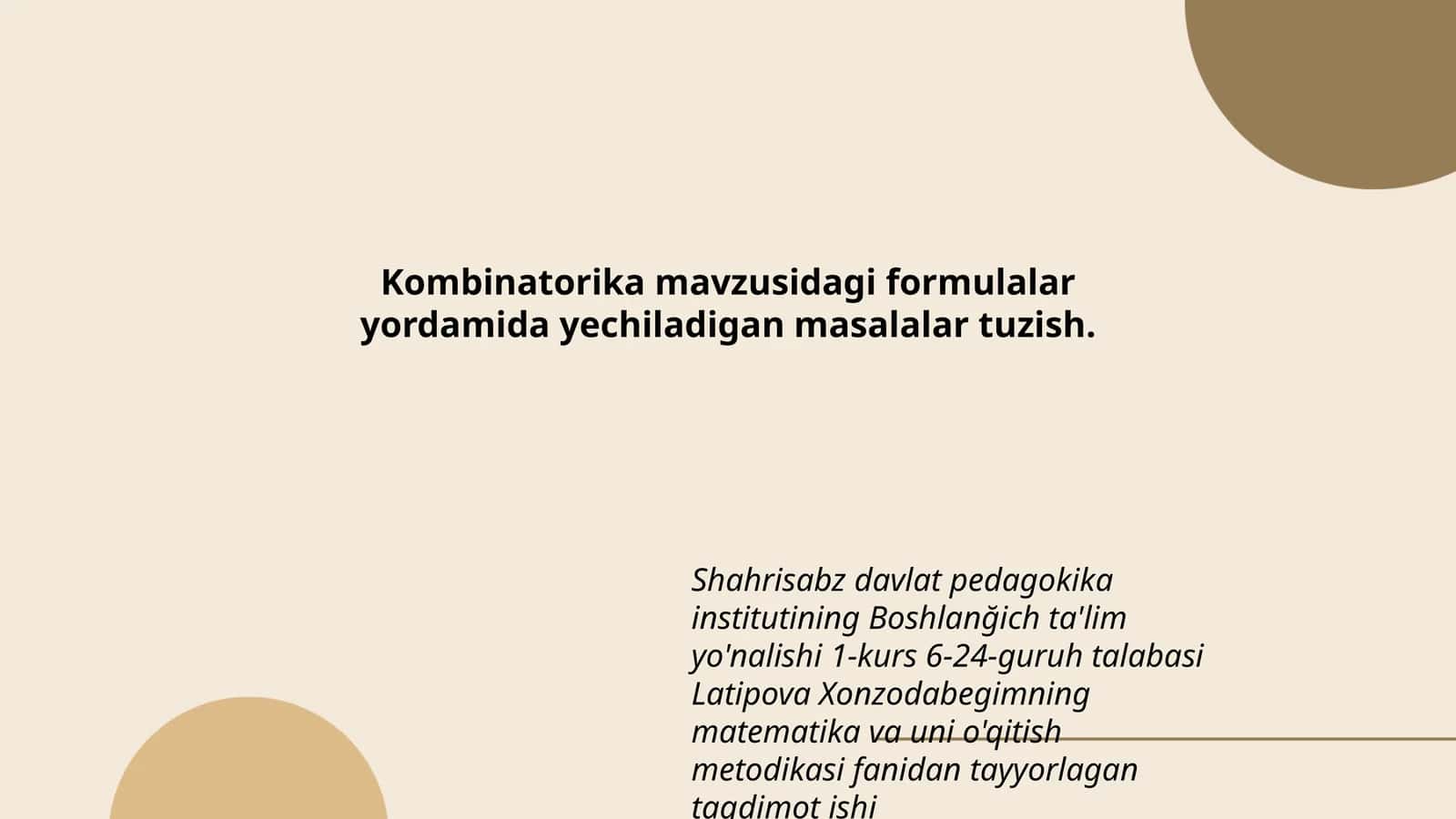 Matematika va uni o'qitish metodikasi