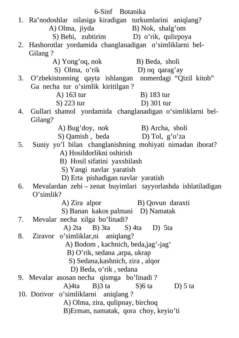 6-Sinf Botanika