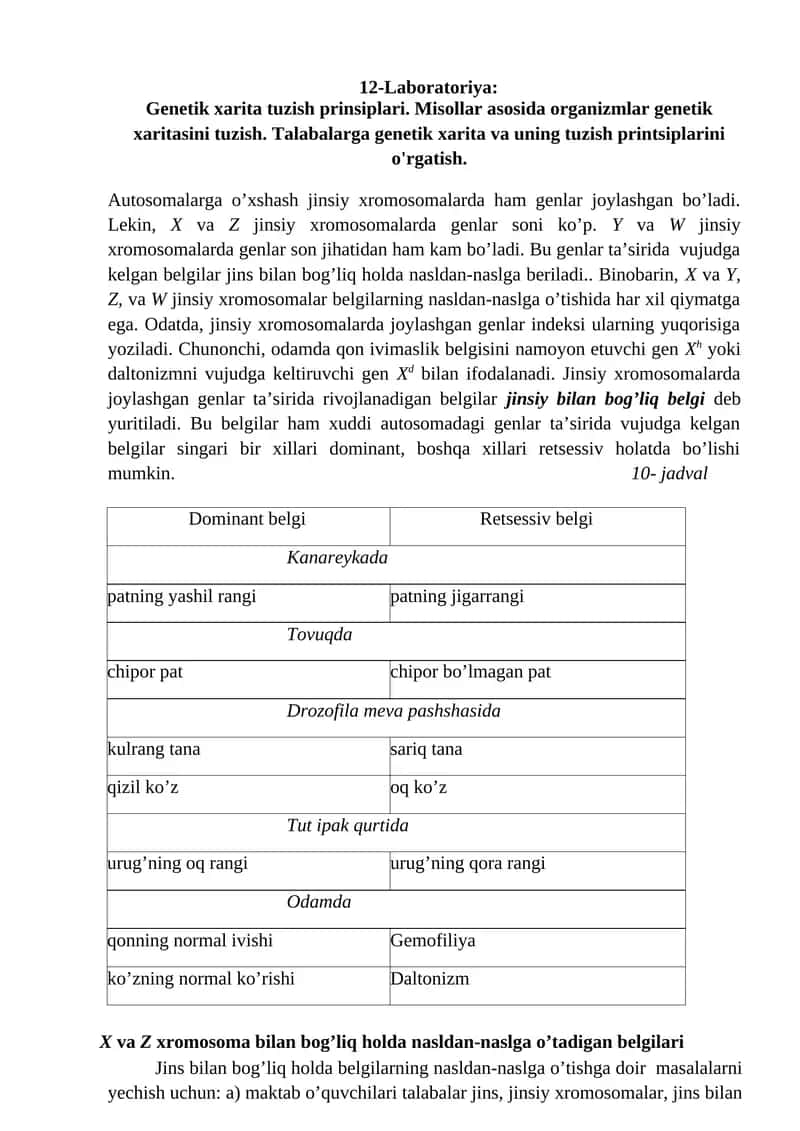 Genetik xarita tuzish prinsiplari