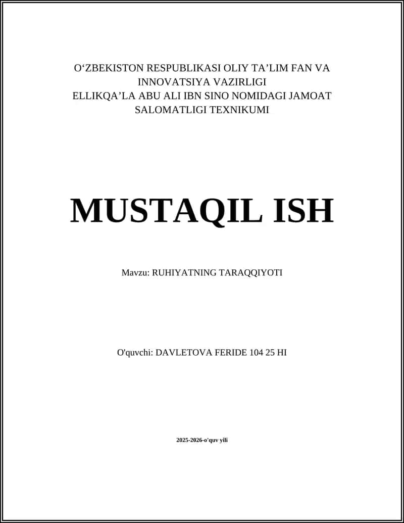 RUHIYATNING TARAQQIYOTI