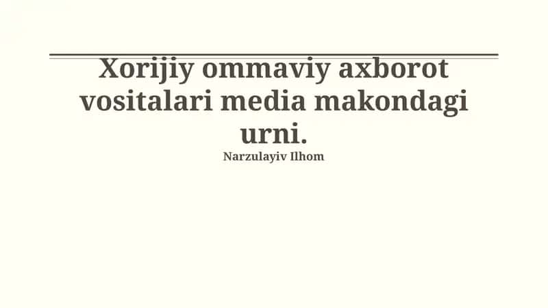 Chet el ommaviy axborot vositalarining ta'siri