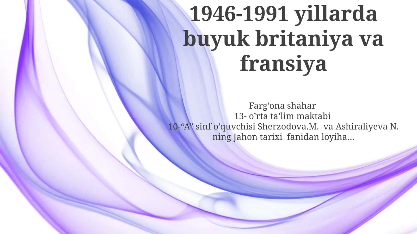 Urushdan keyingi tiklanish va dekolonizatsiya
