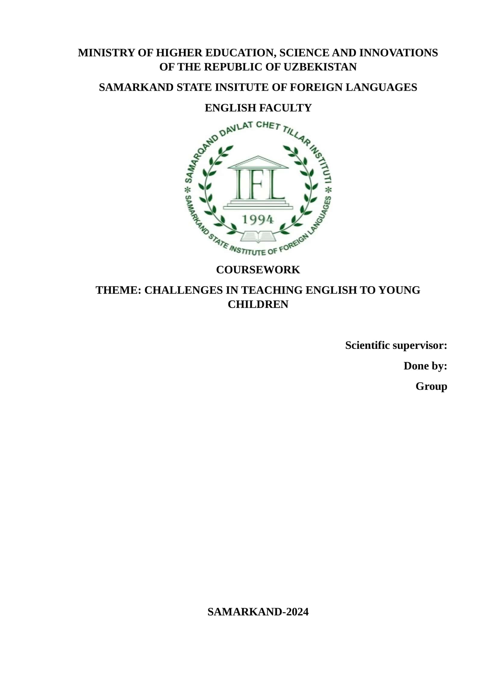 Challenges in Teaching English to Young Children