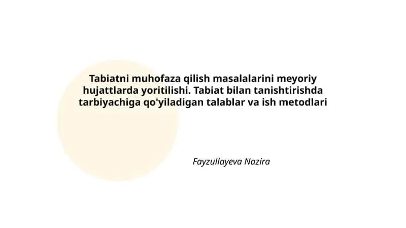 Tabiatni muhofaza qilish masalalarini meyoriy hujattlarda yoritilishi