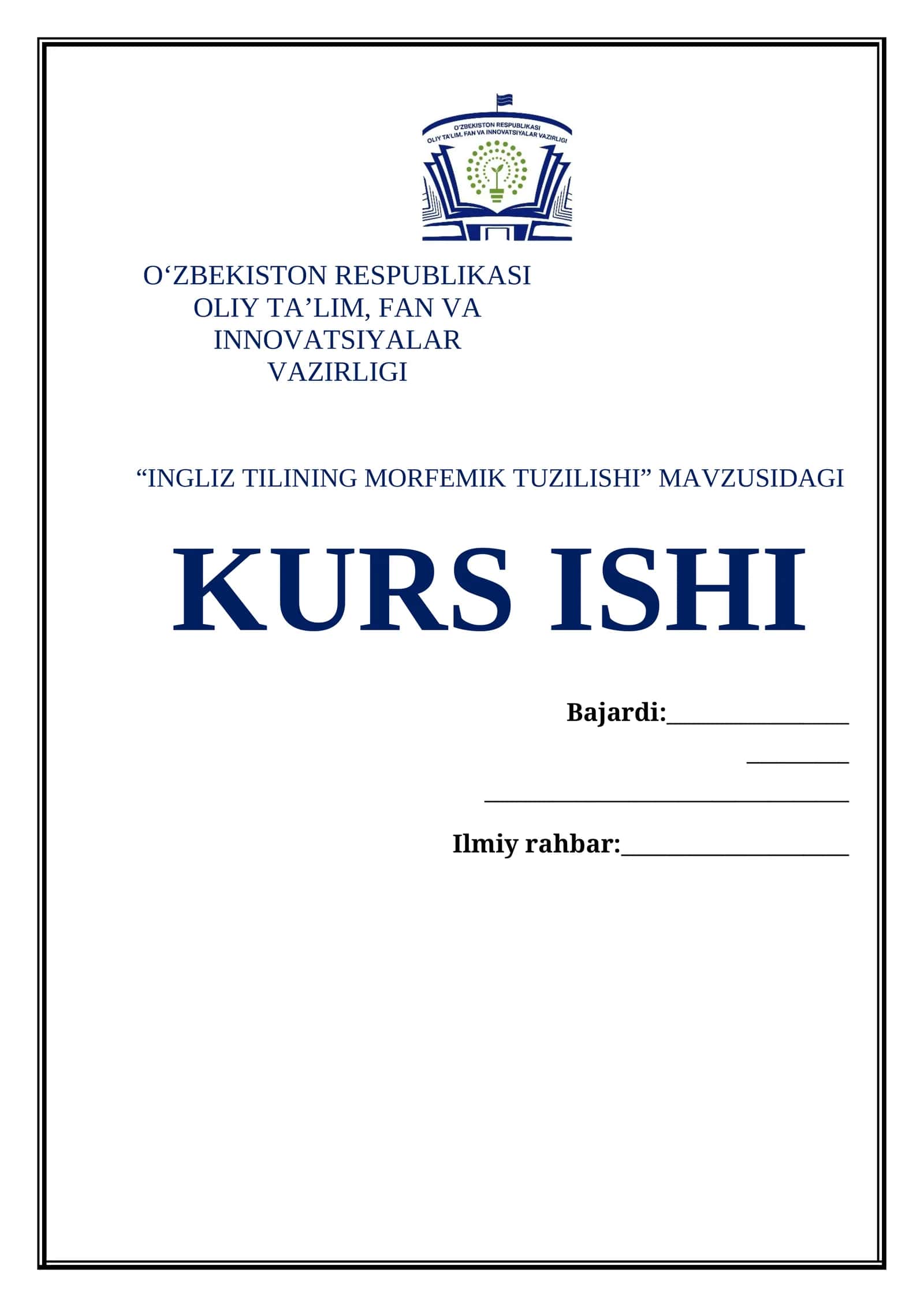 INGLIZ TILINING MORFEMIK TUZILISHI