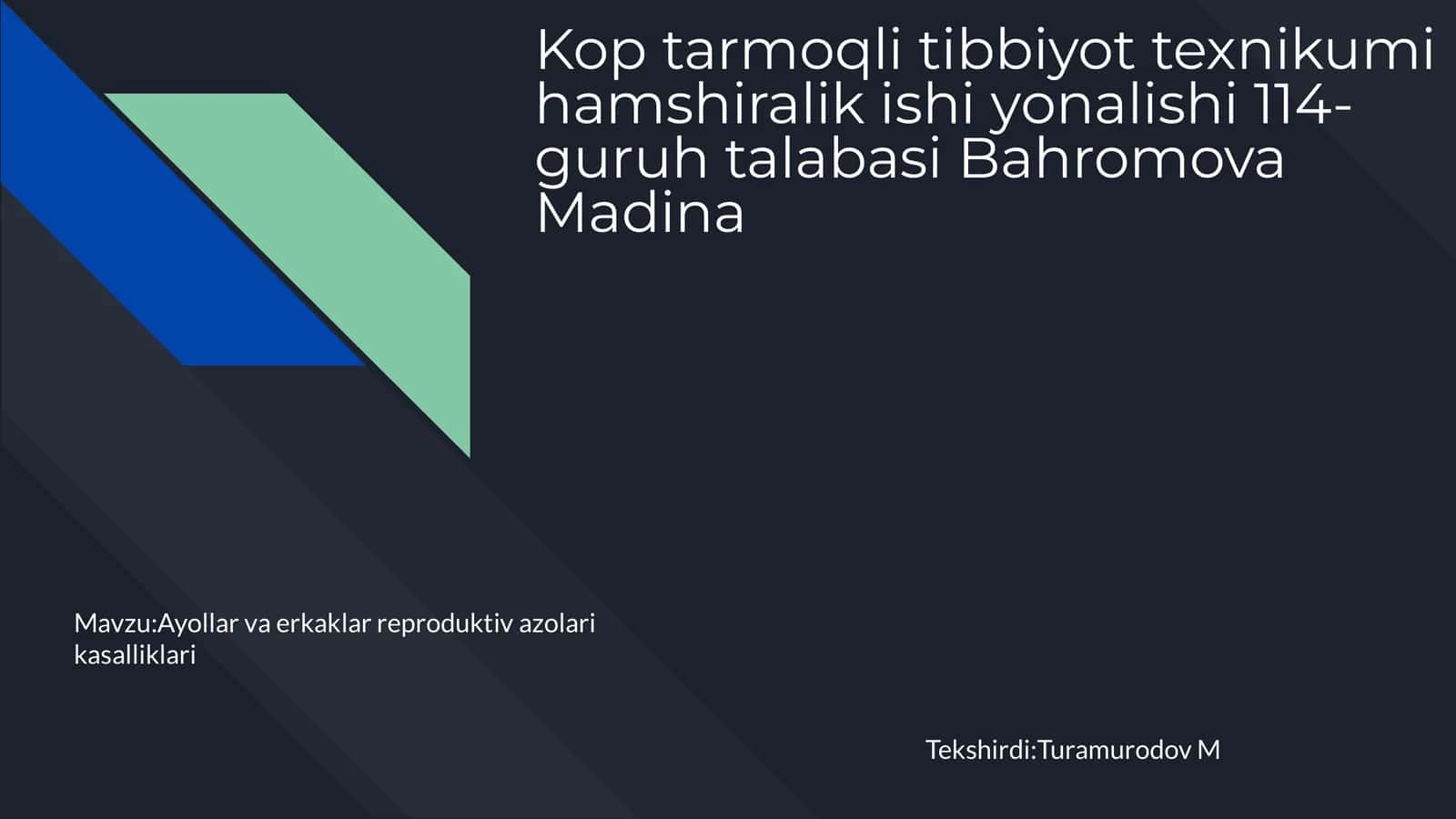 Ayollar va erkaklar reproduktiv azolari kasalliklari