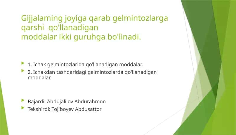 Gelmintozlar va ularning to'g'risida