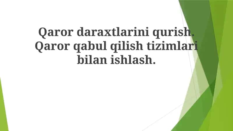 Qaror Daraxtlarini Qurish Algoritmlari