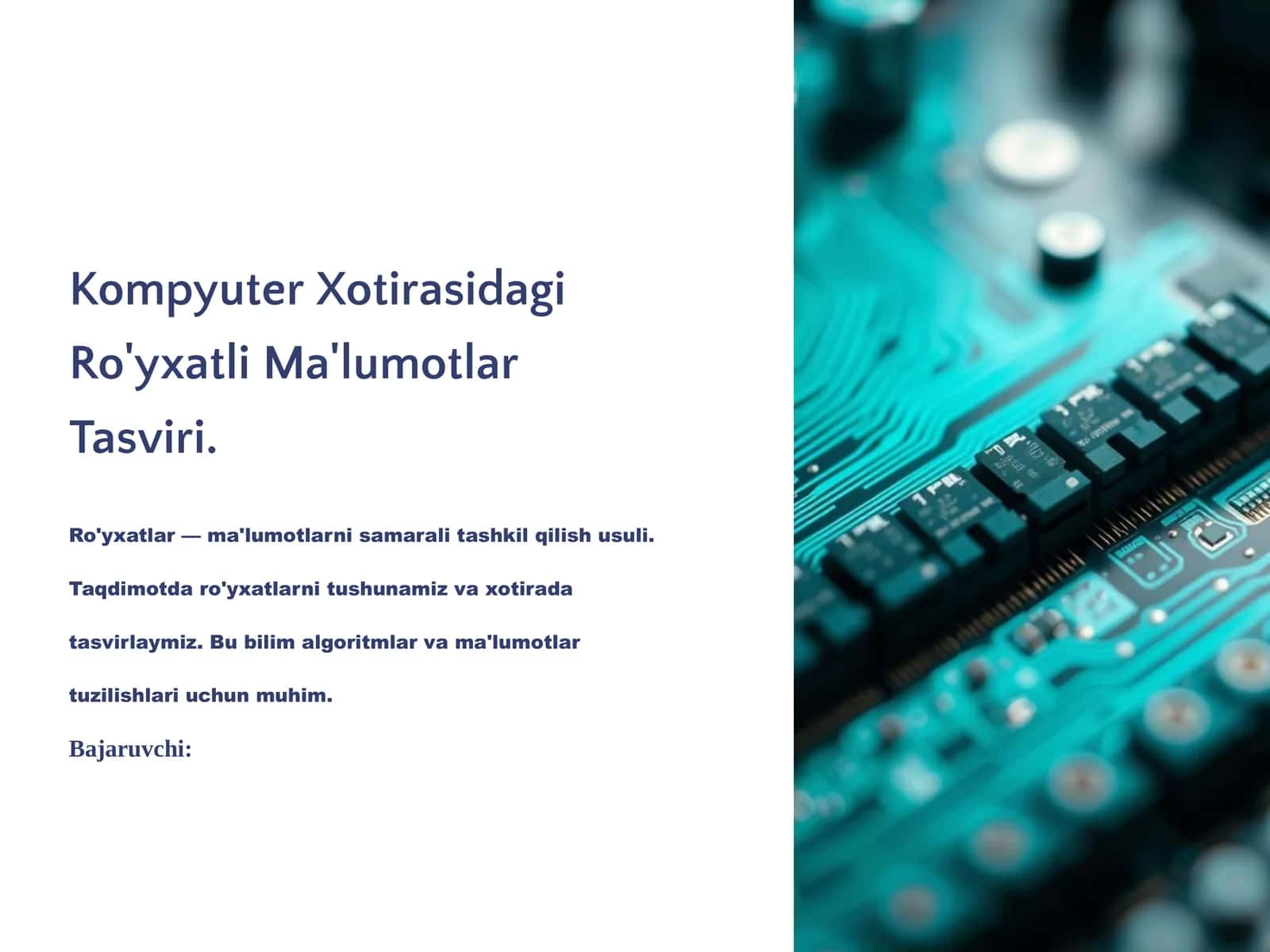 Kompyuter Xotirasidagi Ro'yxatli Ma'lumotlar Tasviri