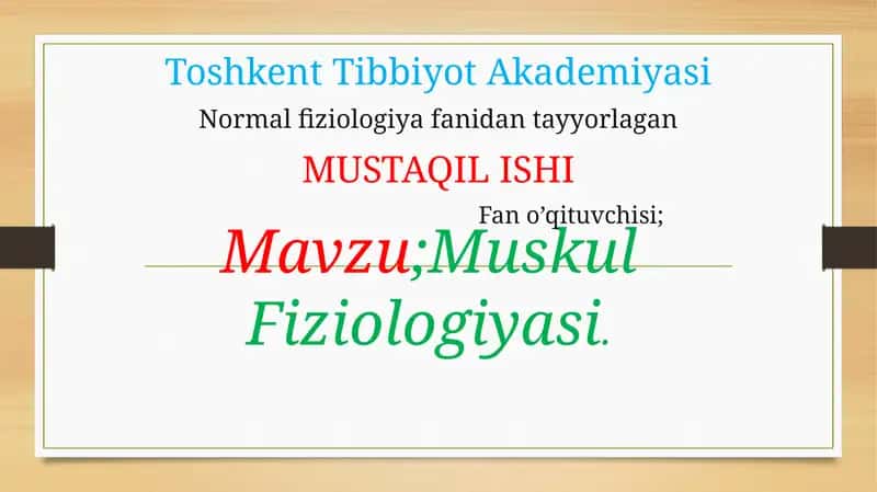 Muskul Fiziologiyasi