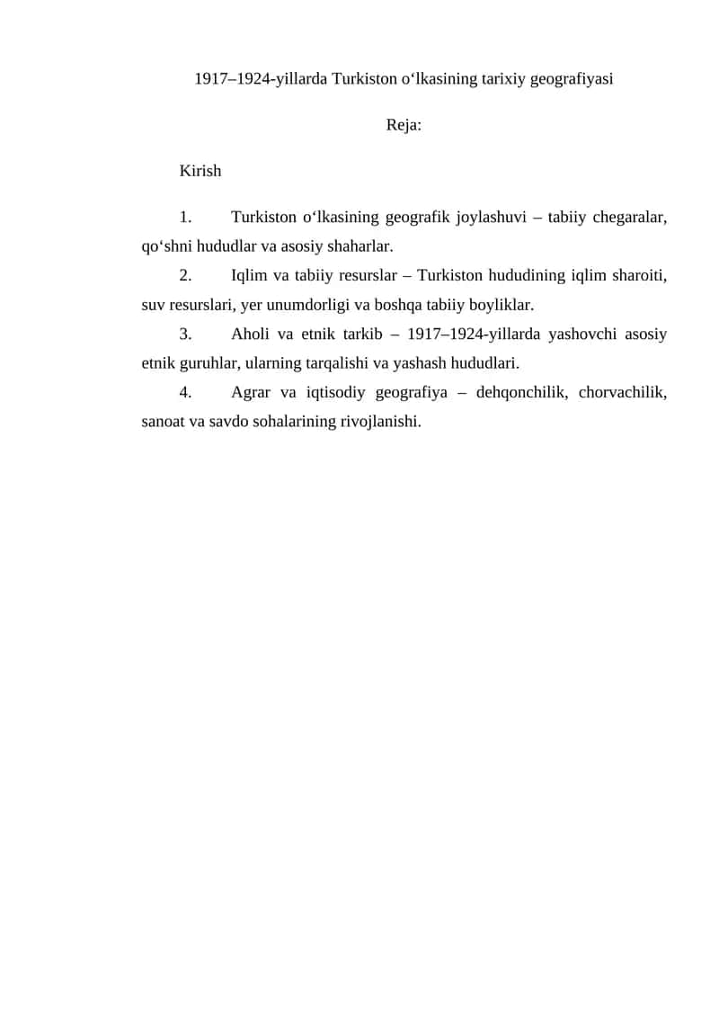 1917–1924-yillarda Turkiston oʻlkasining tarixiy geografiyasi