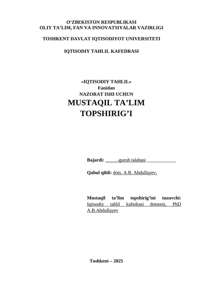 MUSTAQIL TA’LIM TOPSHIRIG’I