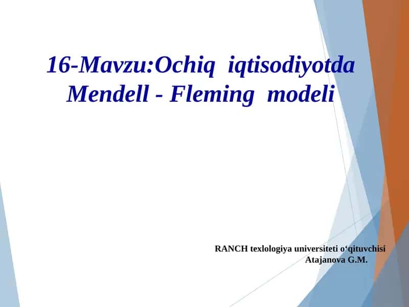 Ochiq iqtisodiyotda Mendell - Fleming modeli