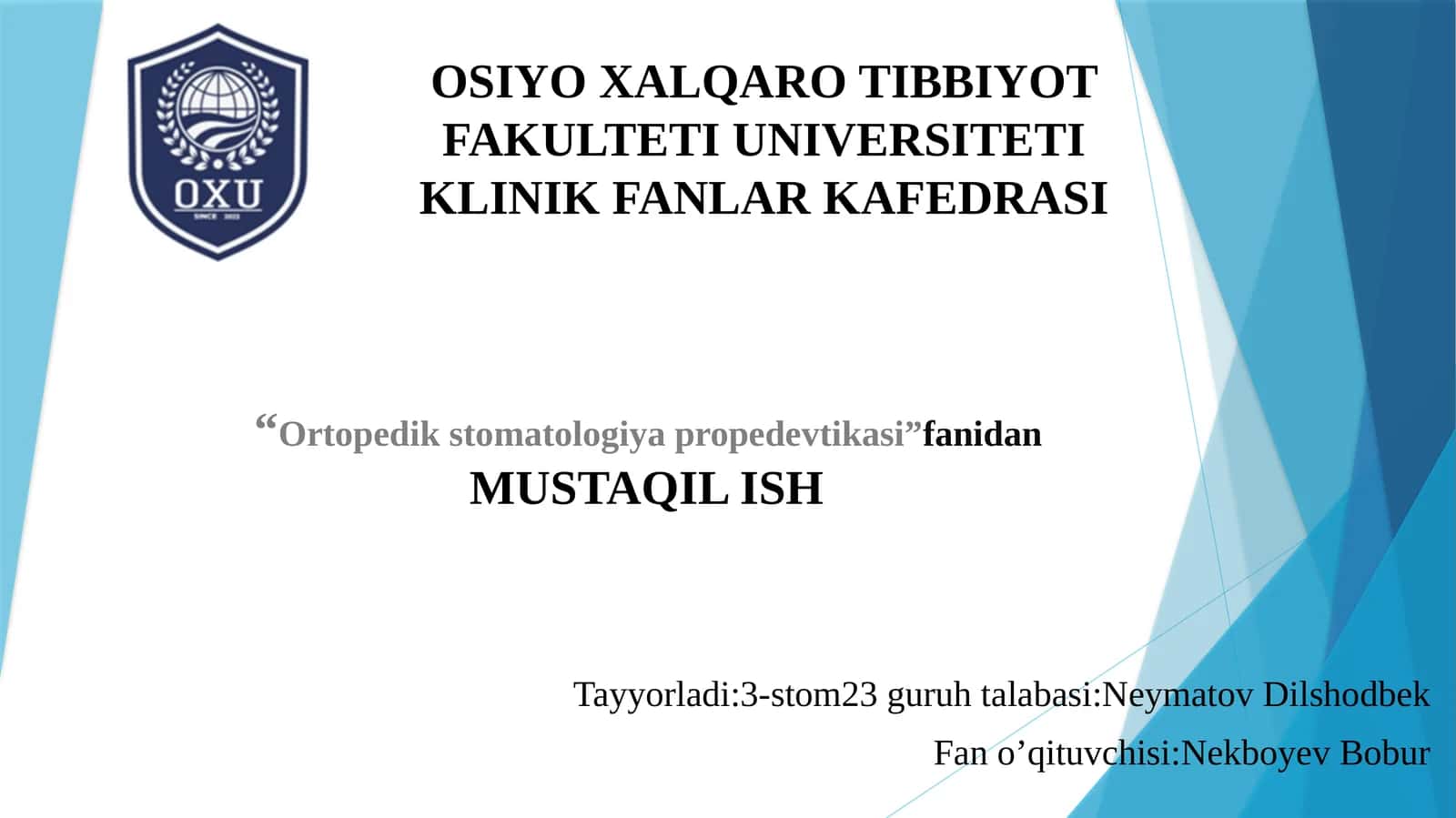 Yuqori jag’ning anatomik tuzilishi.