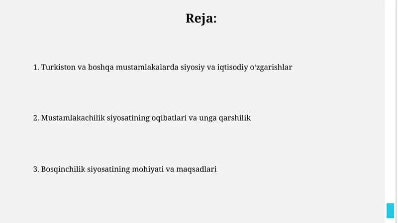 Bosqinchilik siyosatining mohiyati va maqsadlari