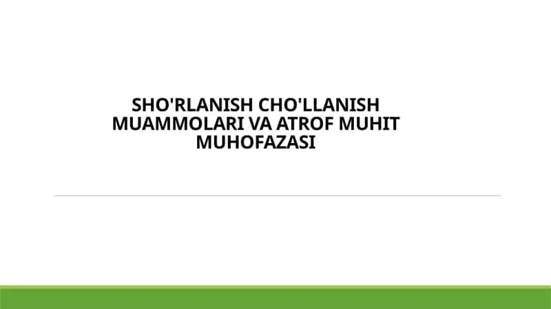 Global iqlim o‘zgarishi va qurg‘oqchilik muammolari