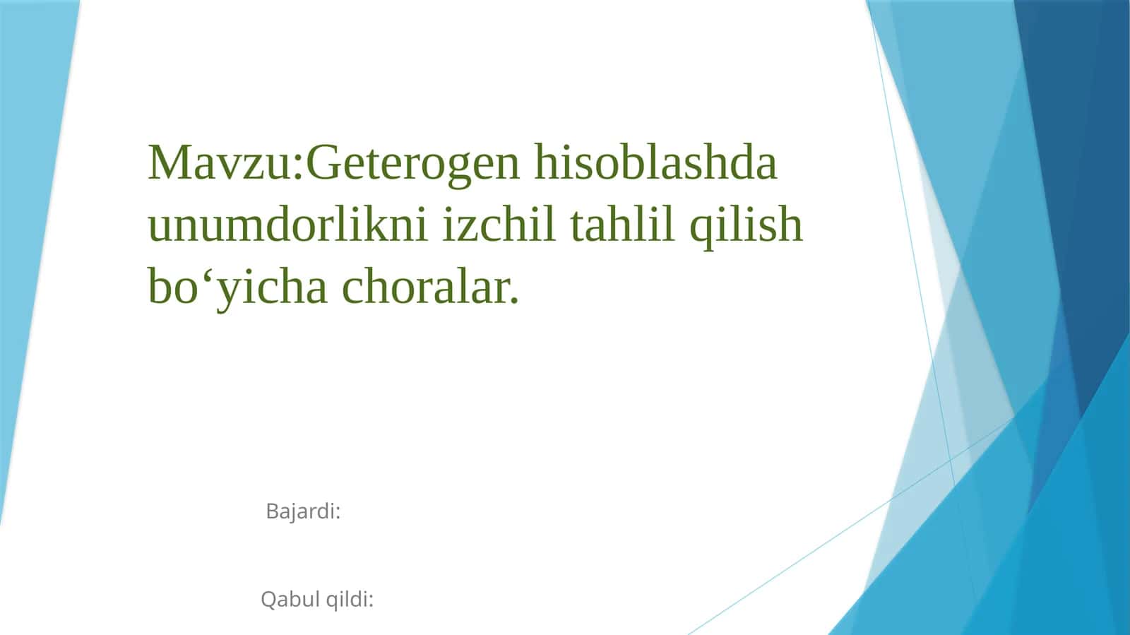 Geterogen hisoblashda unumdorlikni izchil tahlil qilish bo'yicha choralar
