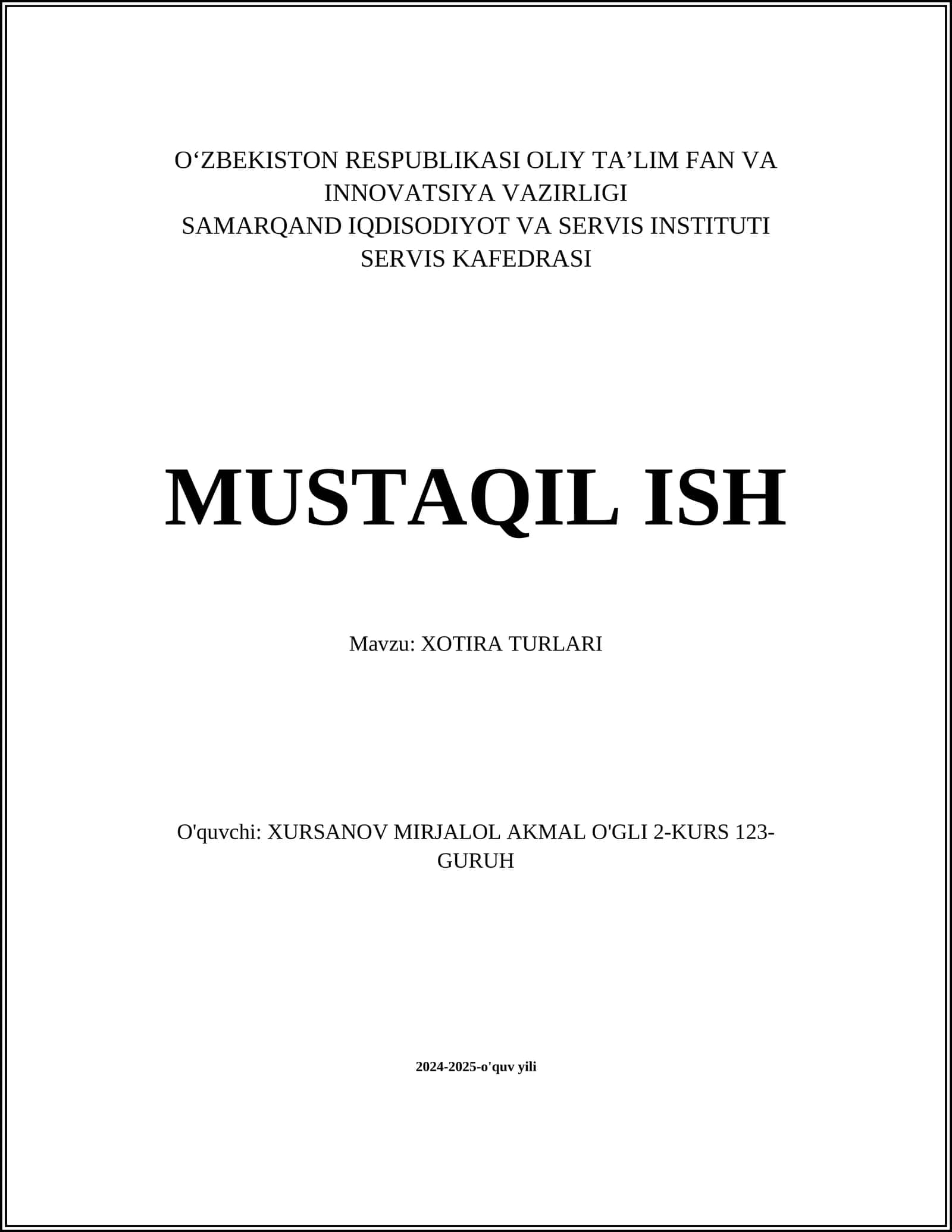 Xotira turlari