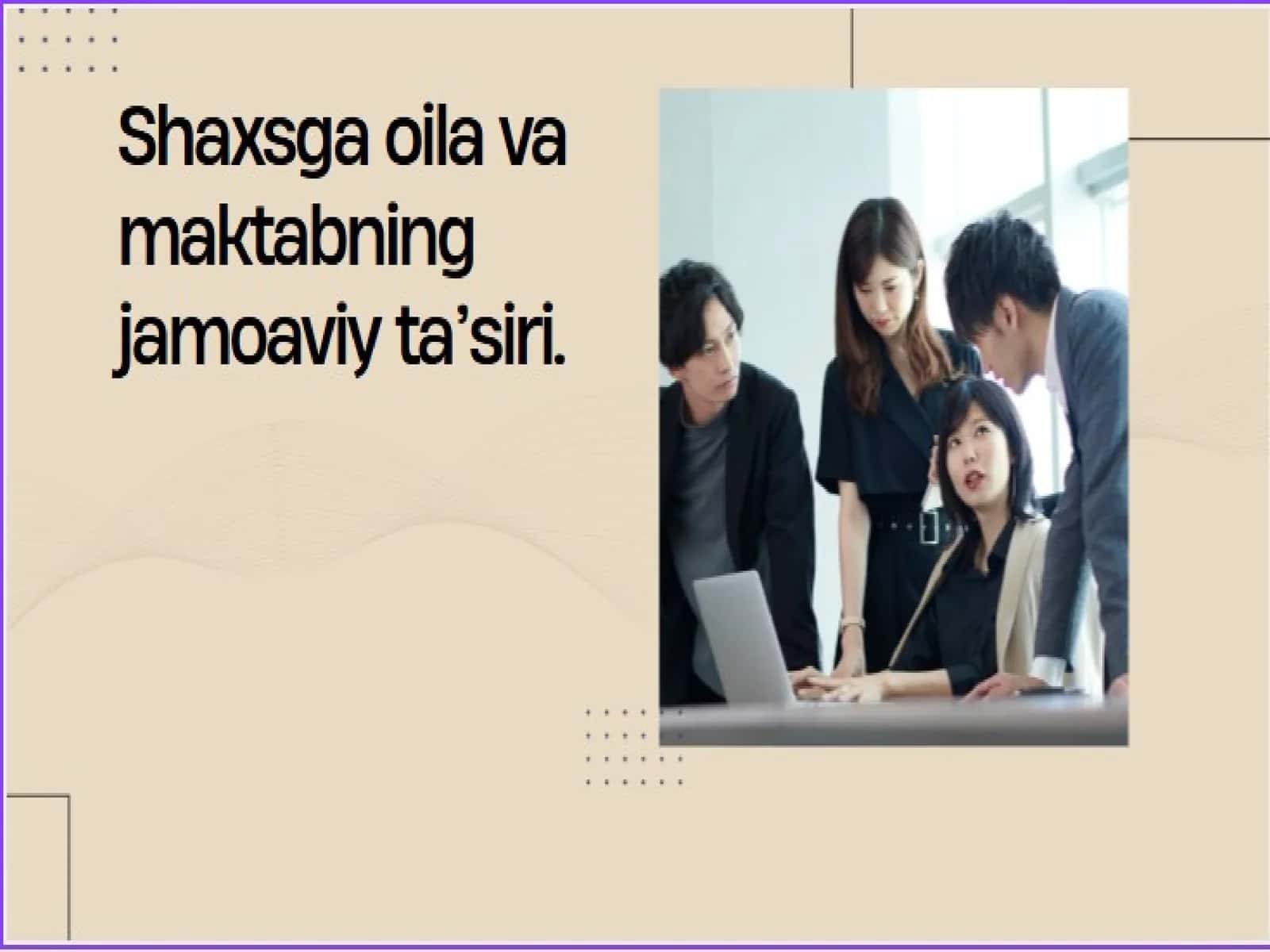 Shaxsga oila va maktabning jamoaviy ta’siri.