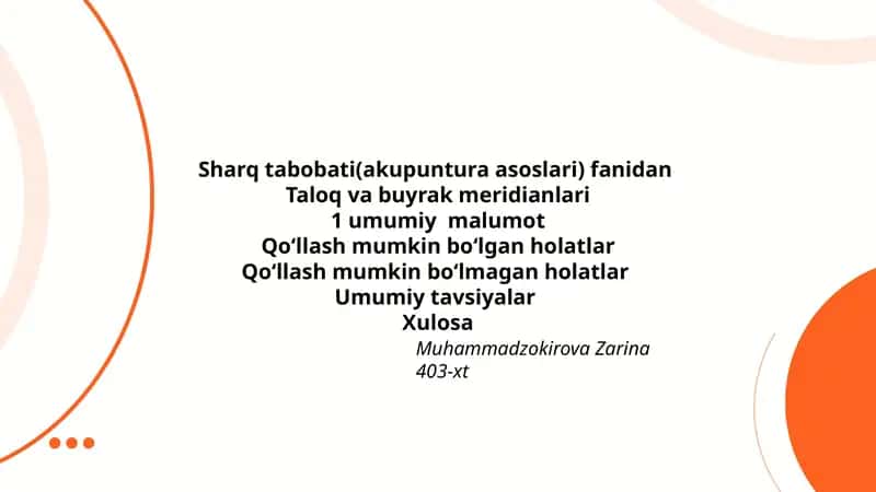 Sharq tabobati (akupuntura asoslari)