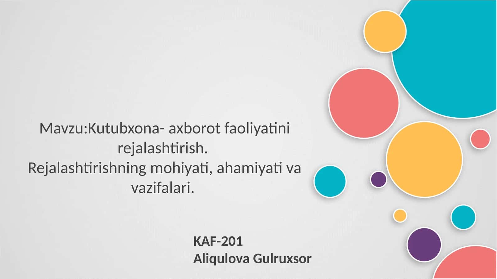 Kutubxona Axborot faoliyatini rejalashtirish