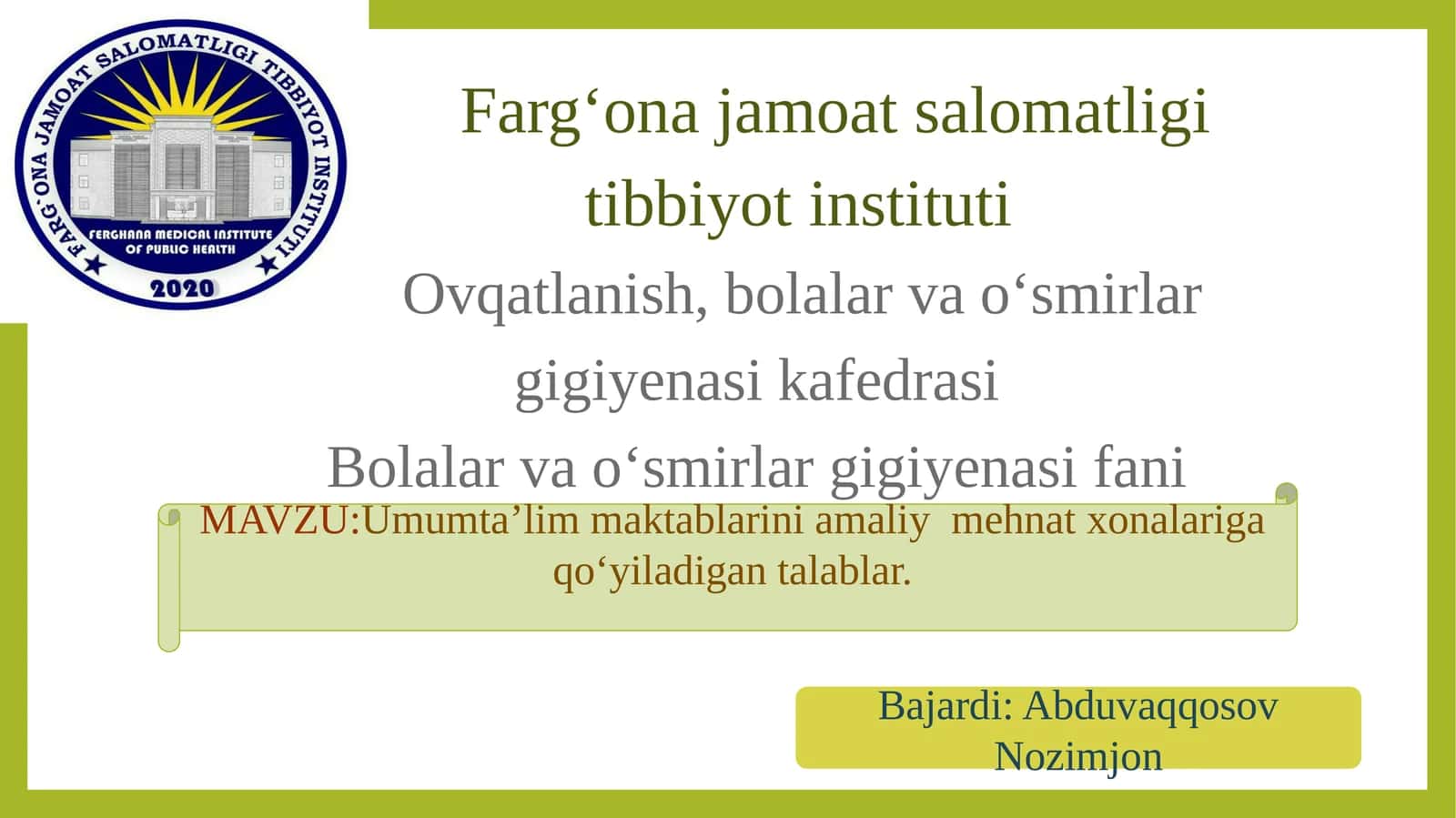 Umumtaʼlim maktablarini amaliy mehnatxonalariga qoʻyiladigan talablar