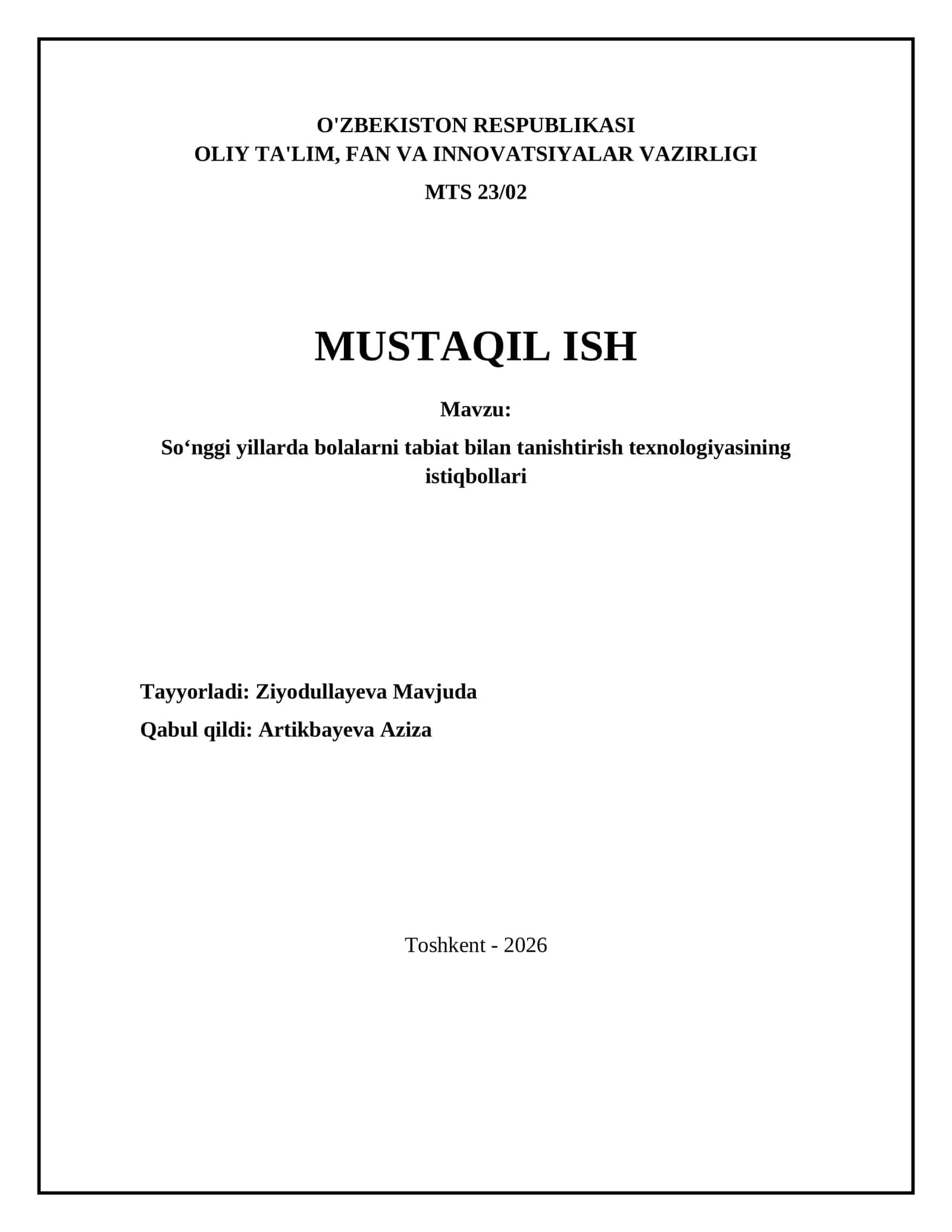 Soʻnggi yillarda bolalarni tabiat bilan tanishtirish texnologiyasining istiqbollari
