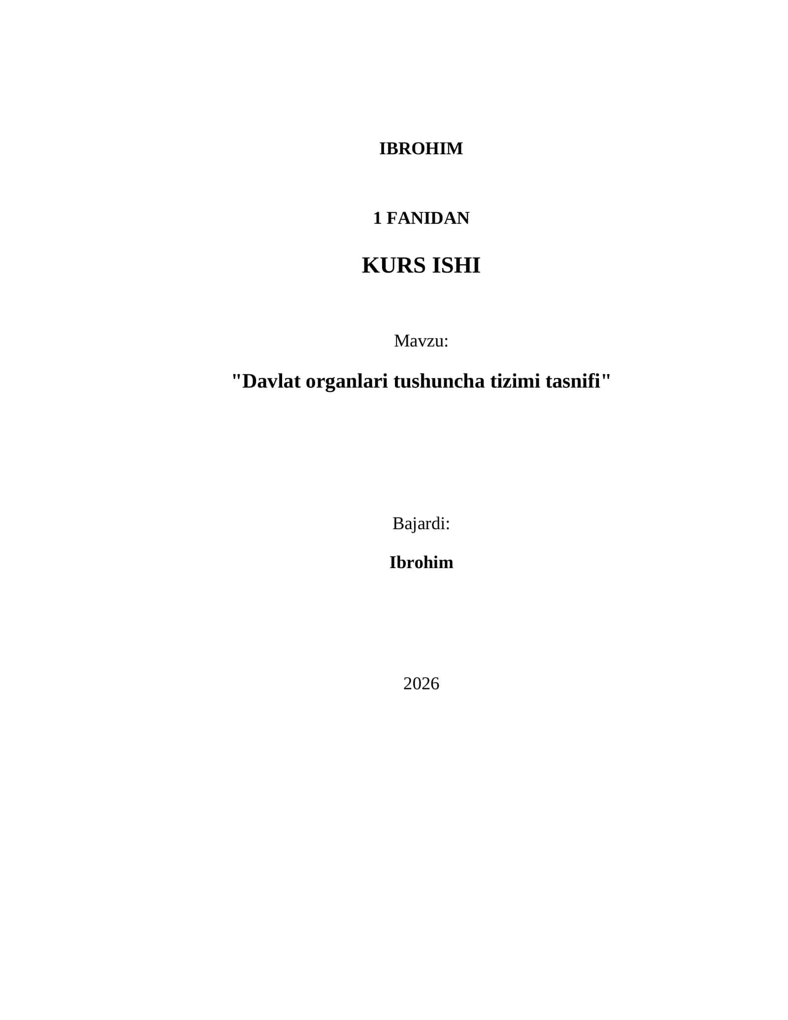 Davlat organlari tushuncha tizimi tasnifi