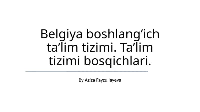 Belgiya boshlangʻich taʼlim tizimi