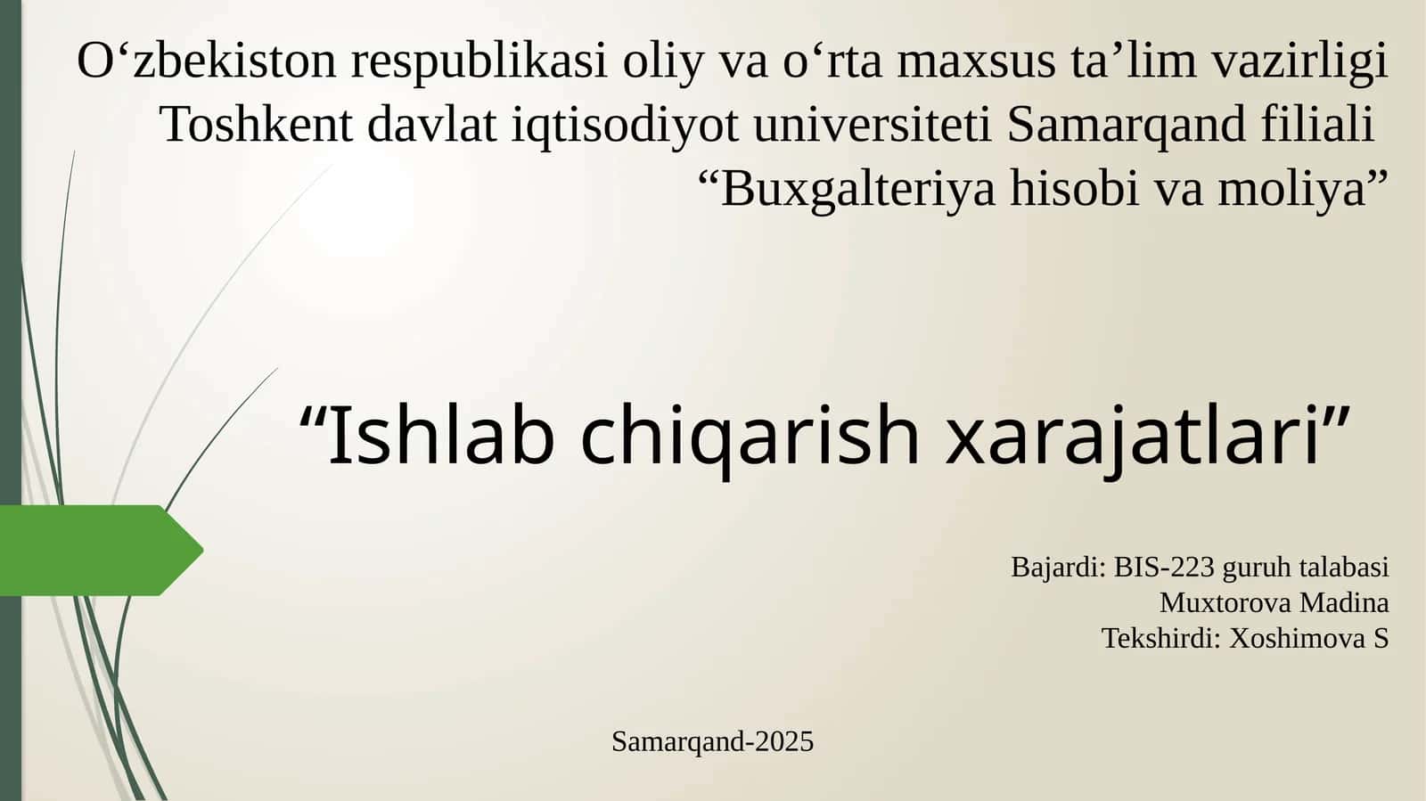 “Buxgalteriya hisobi va moliya”