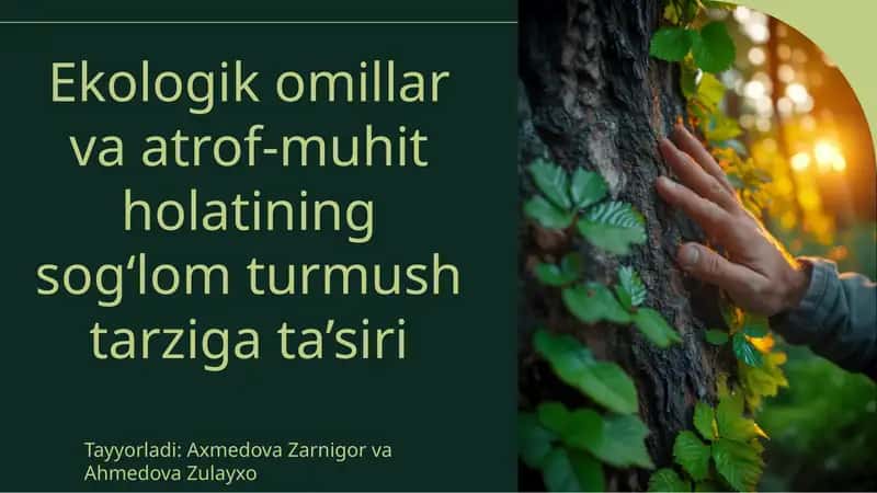 Ekologiya va sog'liqo'rtasidagi bog'liqlik