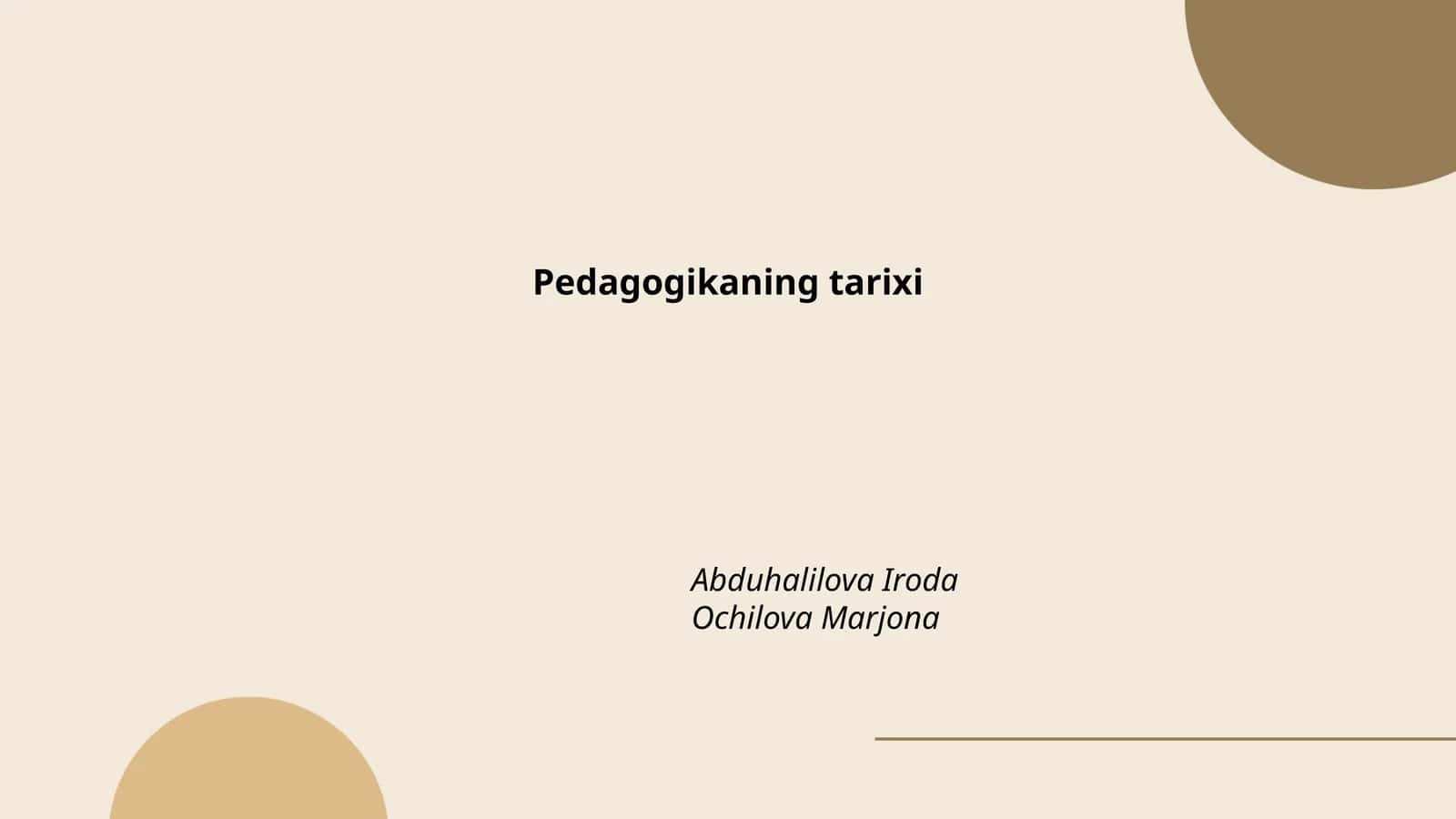 Pedagogikaning tarixi
