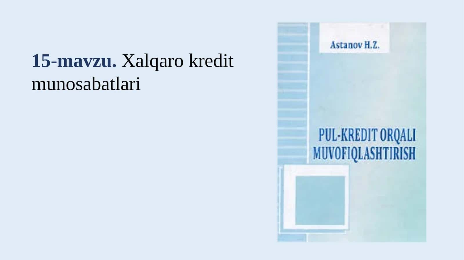 Xalqaro kredit munosabatlari