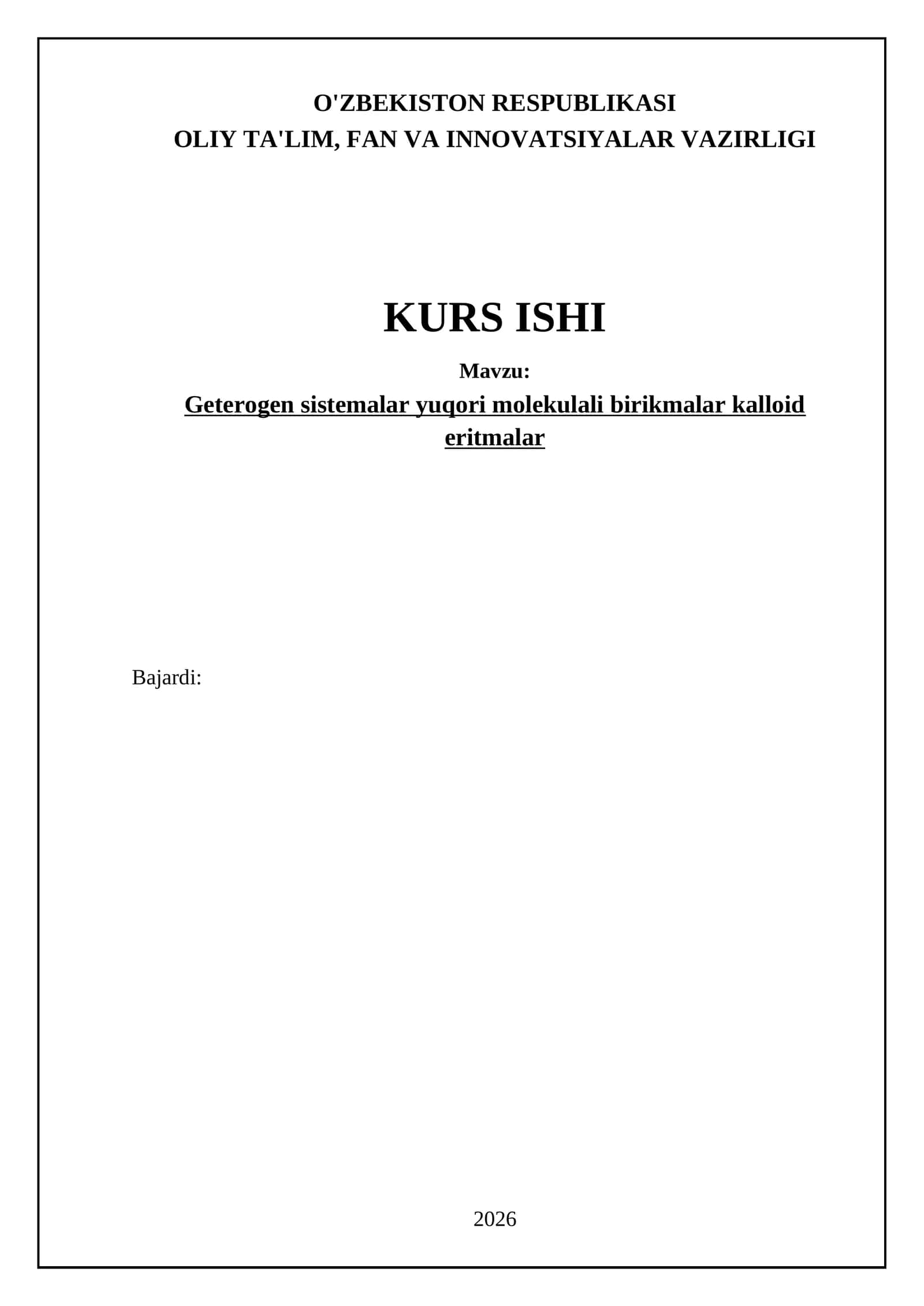 Yuqori molekulali birikmalar va kolloidal eritmalar