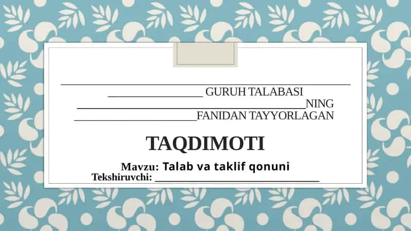 Talab va taklif qonunini