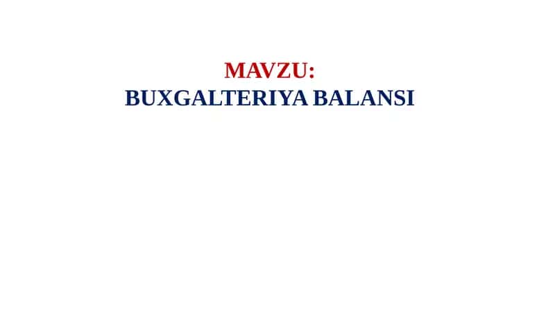 BUXGALTERIYA BALANSI