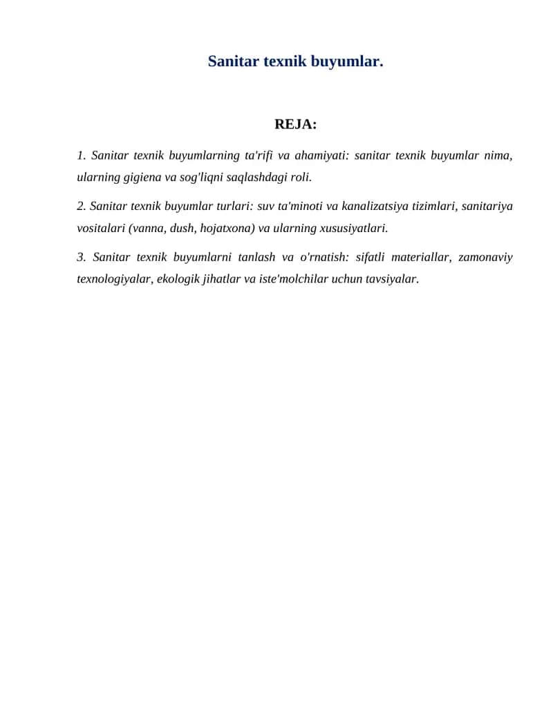 Sanitar texnik buyumlar